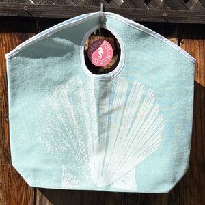 Light Blue Beach Tote with Circular Handle